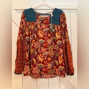 🍁New with Tag Matilda Jane Women's Size LARGE Fall Flower Blouse🍁